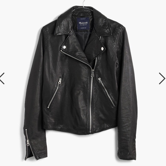 madewell washed leather trucker jacket